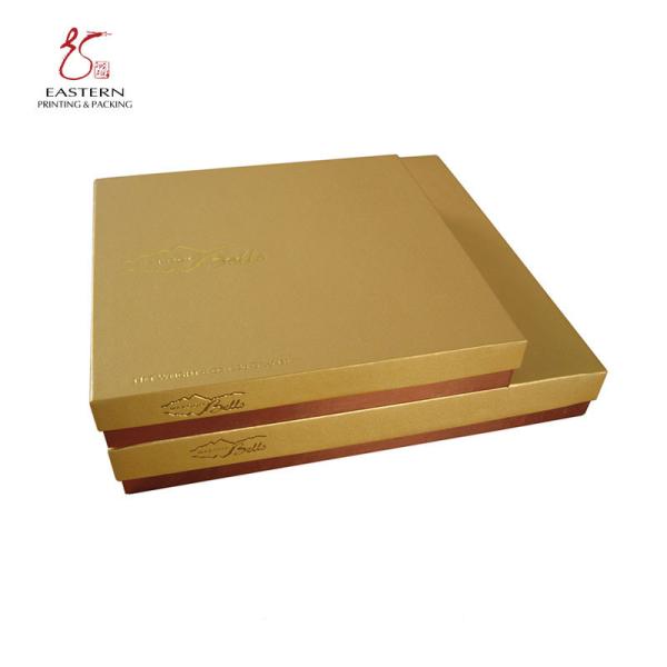 Luxury Made Gold 220mm Length 180mm Width Paper Chocolate Box With Lid