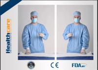 Robes non-tissées de robes protectrices jetables stériles avec le bleu médical tricoté de manchette