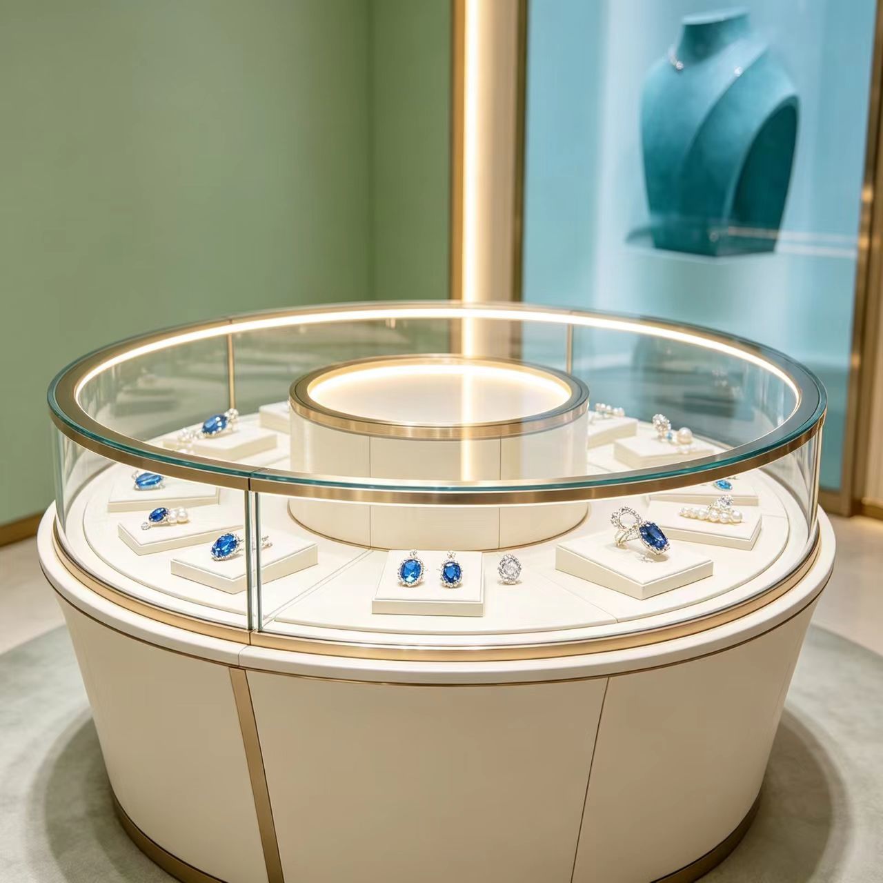 Ventilated Back Panel Lockable Upright Display Case with Tempered Glass and Aluminum Frame Free Standing Display Cabinet