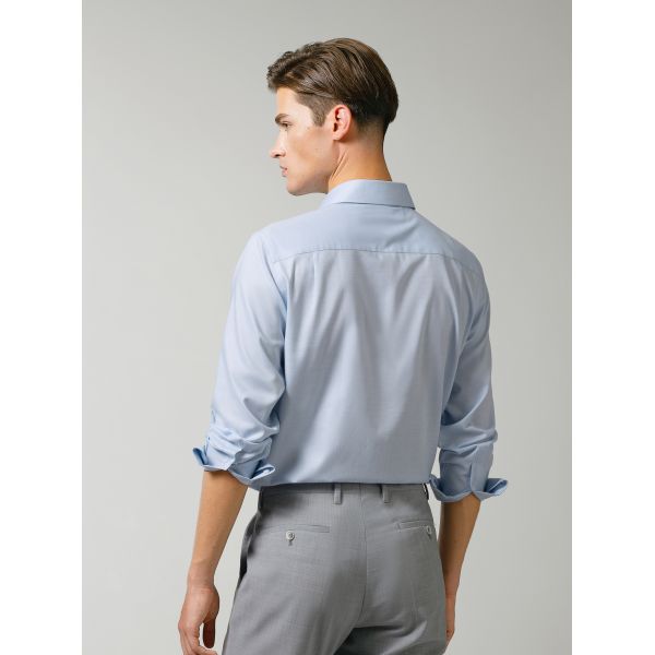 Covered Button Closure Type Long Sleeve Men's Clothing Dress Shirts for and Comfort