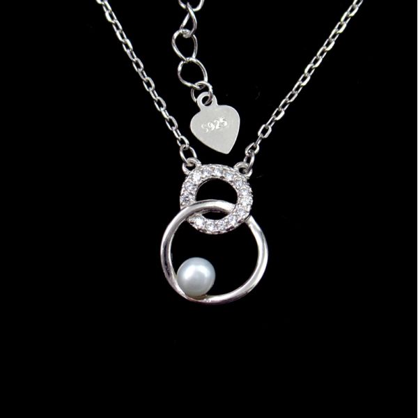 Sterling 925 Silver Pearl Necklace Chain With Imperial Crown Shape