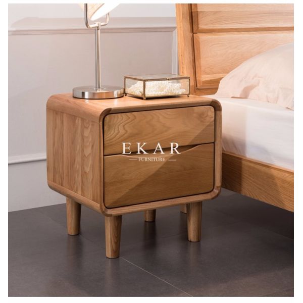 Bedside Table Bedroom Furniture White Oak Nightstand With Drawer