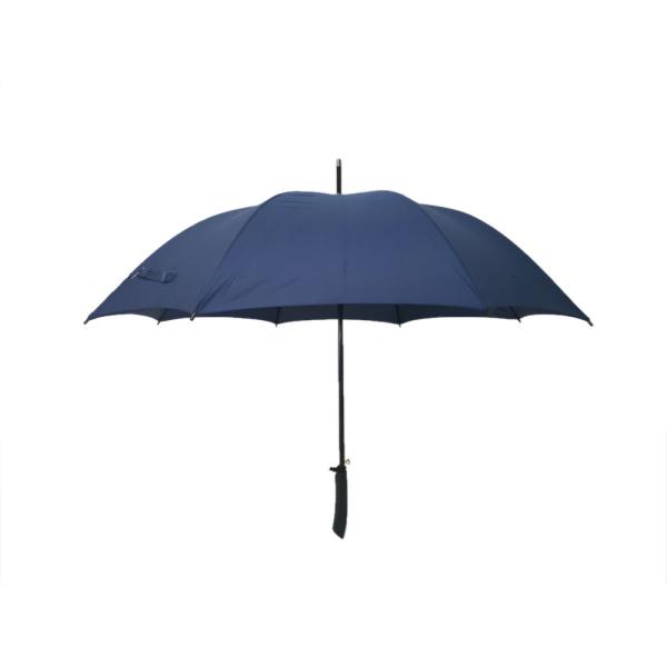 Navy Blue Small Windproof Umbrella Black Metal Double Ribs Straight Handle