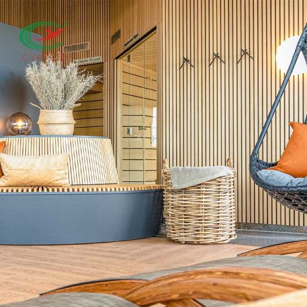 Fluted Oak Walnut Acoustic Wall Panels Moistureproof Practical