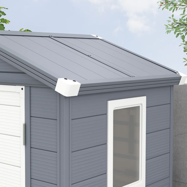 Sustainable AJUNION Waterproof Plastic Garden Shed with Aluminum Frame and Tools House