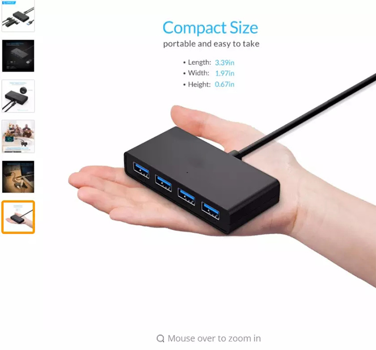 Light Weight MacBook Laptop Tablet 5Gbps USB 3.0 Hub
