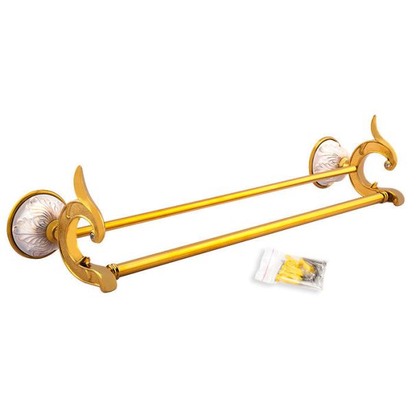Золото двойной полотенце Бар ванная комната украшения латунь полотенце кольцо для дома