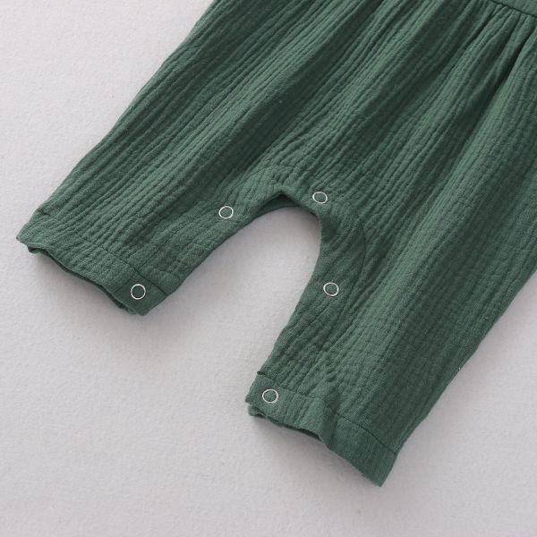 hot sale beige flutter sleeve muslin cute baby girls romper baby clothes