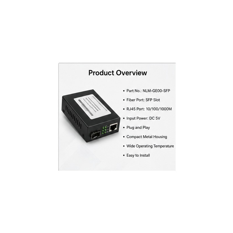 NL-DCMC-10 Duplex SC SFP Media Converter with Link Pass-Through and Far-End Fault Detection for 10/100/1000Mbps Auto-Negotiation