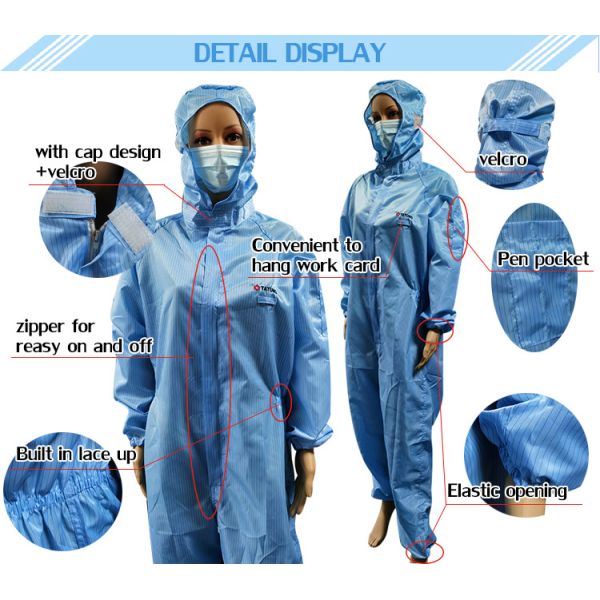 костюм ESD нашивки 5mm Washable многоразовый анти- статический