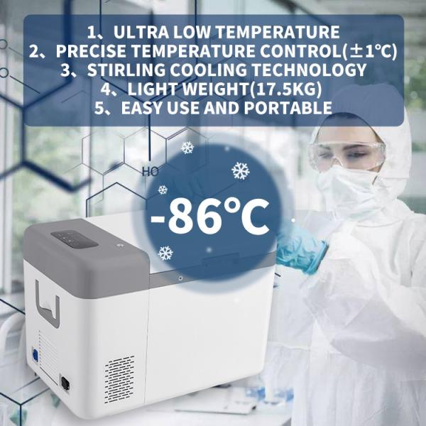 -86C Degree 25L Mini Medical Freezer for Vaccine Transport Portable and High Capacity