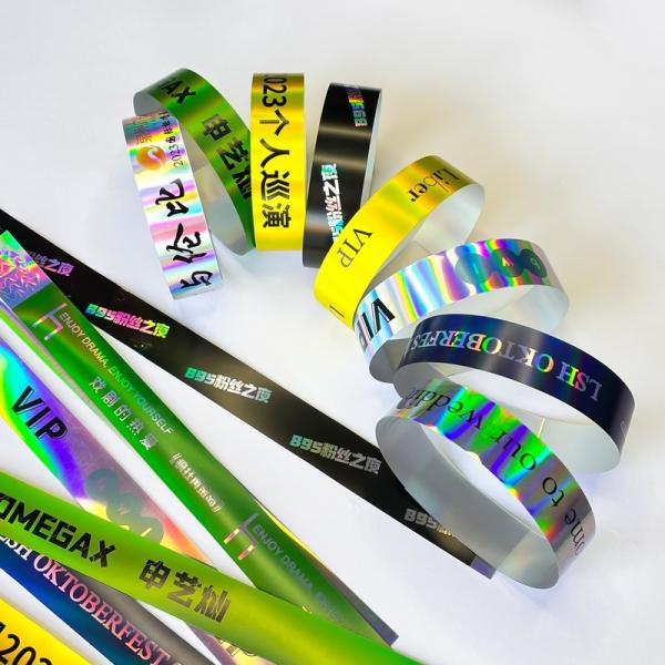 Fábrica de Eventos Personalizados VIP Pulseiras Brilhante Laser Brilhante Concert Festival de Música Festa de Atividades Pulseiras Para Adultos Crianças