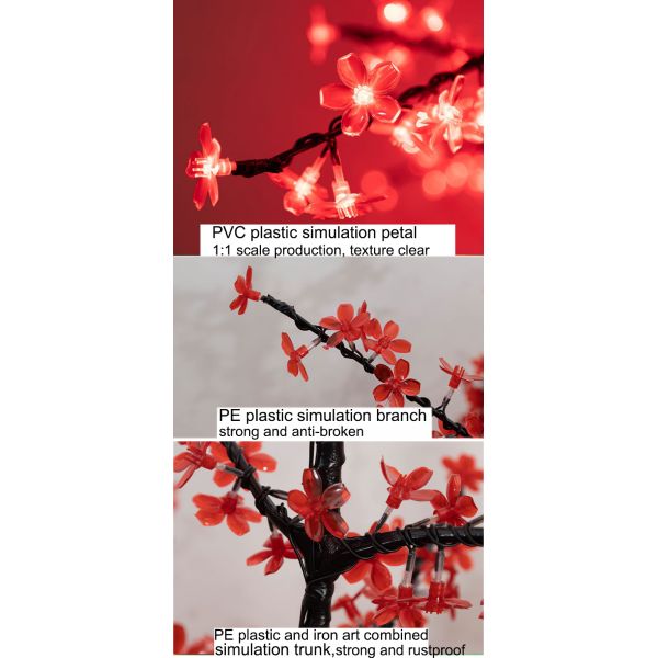 LED Iron Pole Cherry Tree Lights Peach Blossom Luminous Plant High Brightness