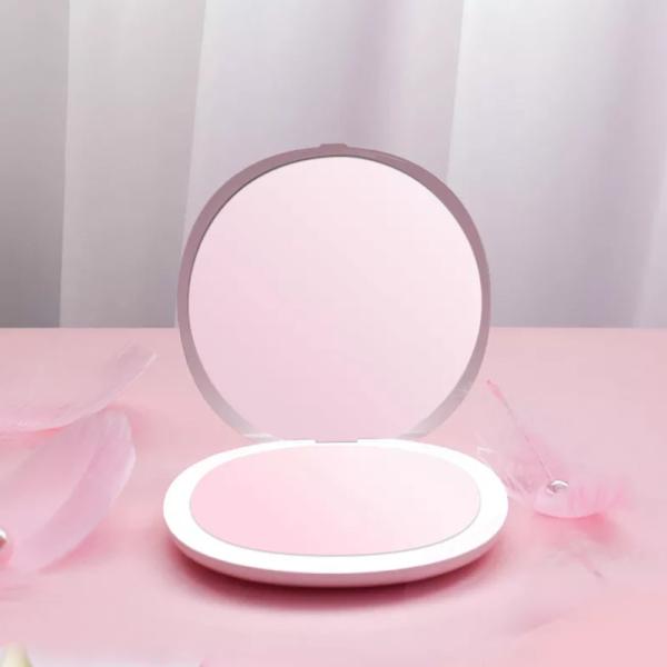 Hand Travel Pocket Beauty Mirrors LED Purse Folding Makeup 3X Magnifying Custom Cosmetic Desktop Mirror