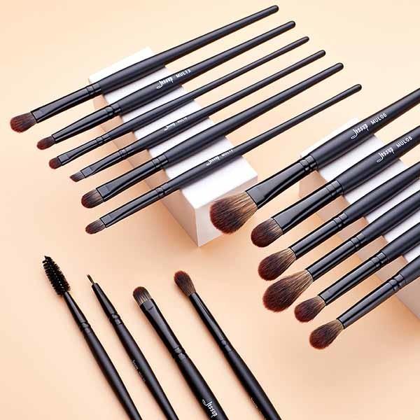 Jessup Precision 16pcs Eye Makeup Brush Set Black Paint Spraying