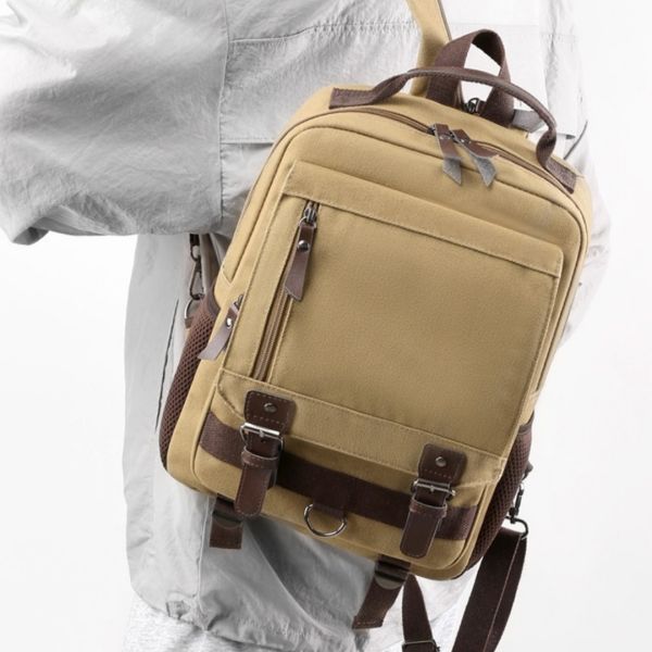 Colefa Double to Single Shoulder Manufacturer Canvas Youth Chest Bag Daypack Commuting Unique Style Multi-compartment Backpack