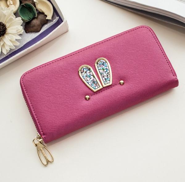 2016 new Korean simple fashion student Ms. cute rabbit long paragraph two fold wallet women