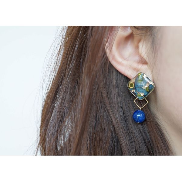 China Famous Designers Handmade Azure Stars Turquoise Germany Resin Woman Earrings With Ball