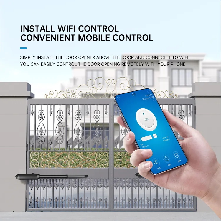 Smart WiFi Swing Gate Opener with 400kg Max Load and 30M Remote Control Automatic Gate Motor Kit