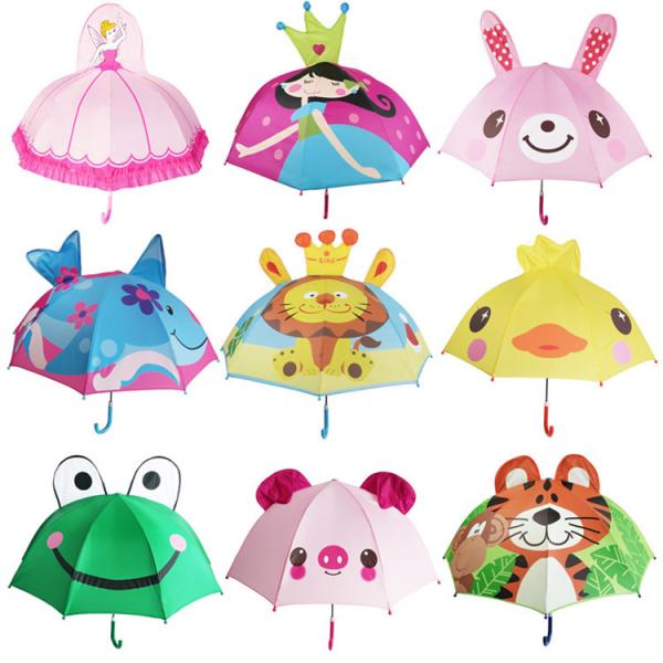 UV Resistant Cartoon Kids Rain Umbrellas , Manual Childrens Animal Umbrellas