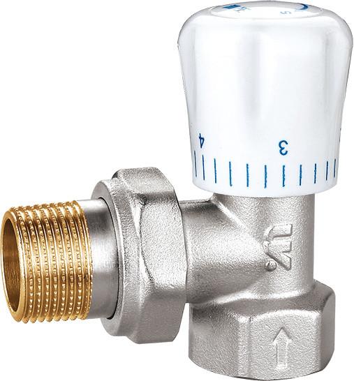 4501 Manually Tuned Brass TRV Valve Supply Angle Valve DN20 DN25 Nickel Plated with Female Threads x Flex. Male Nipple