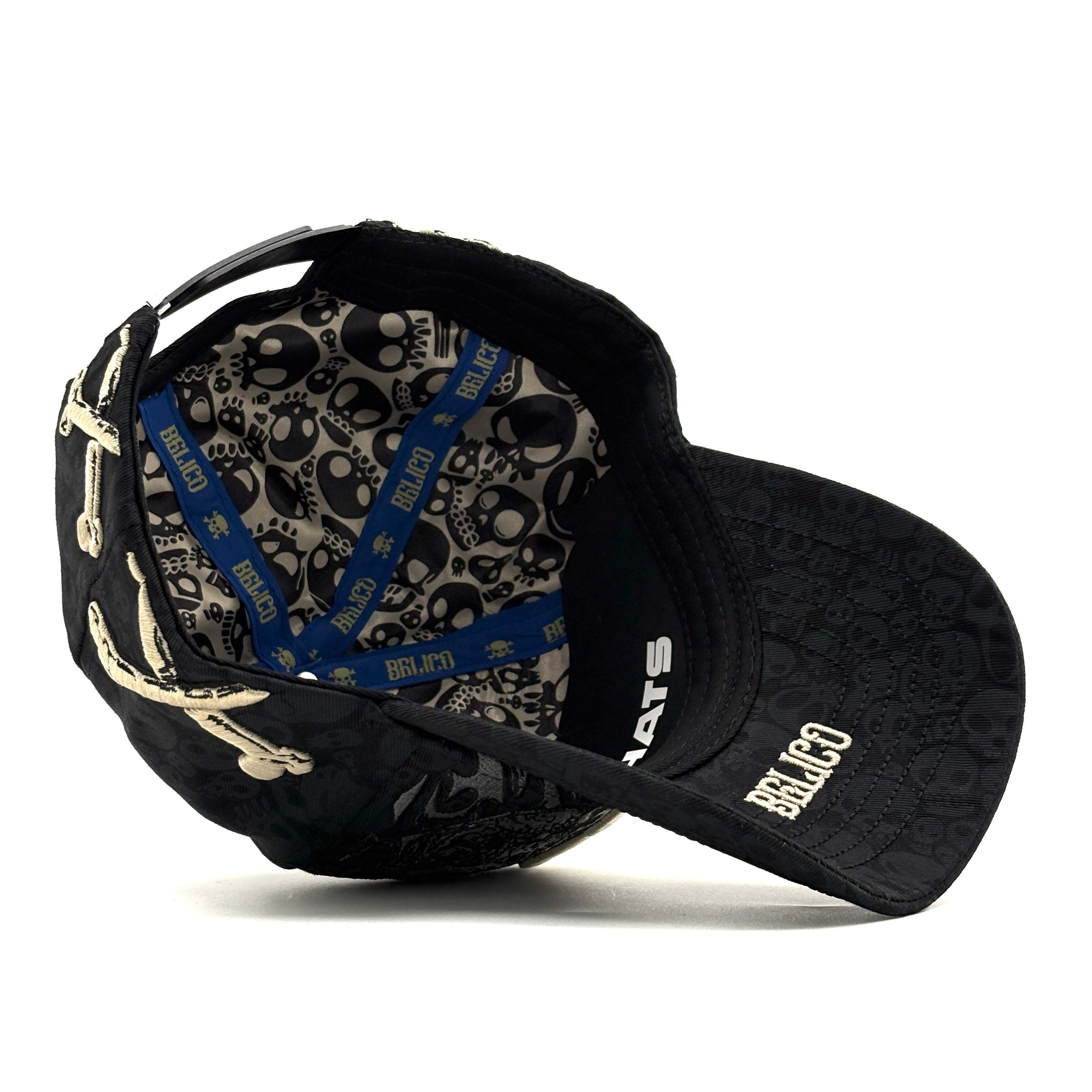 Streetwear Baseball Cap Vintage Gothic Belico Big B Logo Skull Cross Bone 3D Embroidery Dad Allover Skull Pattern