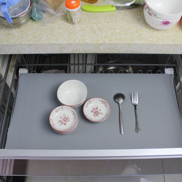 Waterproof Cabinet Shelf Mat with Diamond Pattern Non-Slip Bathroom Drawer Liner Eva Grey
