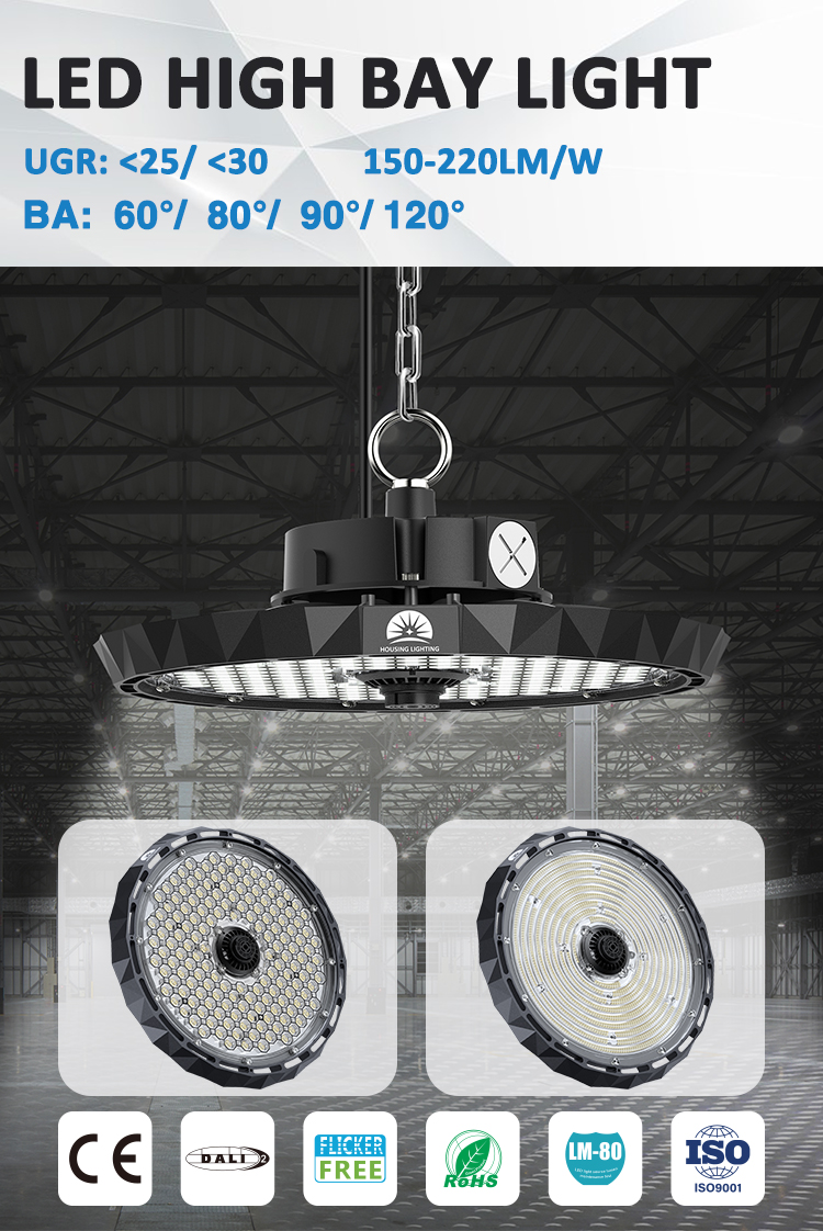 Zigbee Dimmable 200W 5000K UFO LED High Bay Light with Motion Sensor for Industrial Use