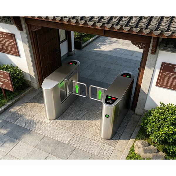 Tourist Entrances Swing Barrier Gate Turnstile 1.5mm Thickness With RFID Ticket Checking
