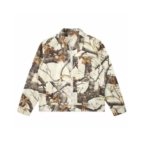 Custom 3D Printed Zip up Camouflage Polyester Wadding Jacket Men's Windproof Canvas Cargo Jacket for Spring Autumn High Street