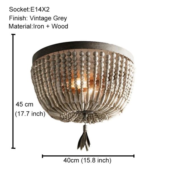Gold Chandelier Wooden Beaded Lighting Fixture Fringe Hanging Light Silas Chandelier (WH-AP-652)