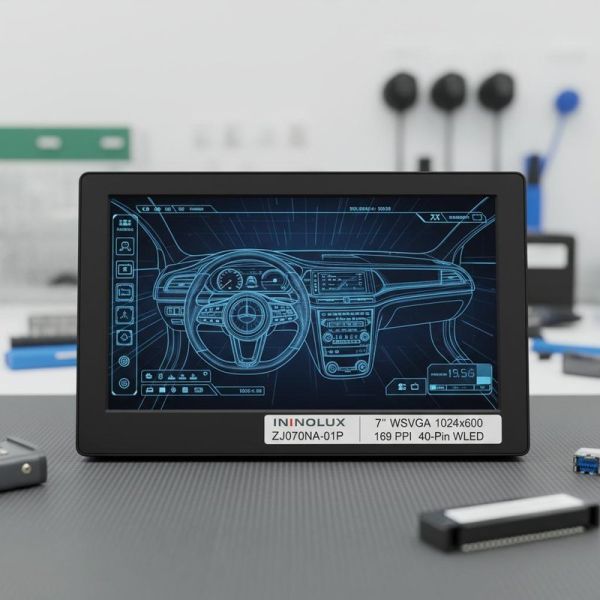 7 inch Innolux ZJ070NA-01P Automotive LCD Display with 1024x600 Pixels and 500 cd/m² Brightness