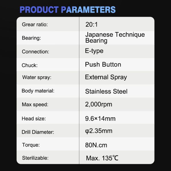 Зубные имплантаты хирургический ручной прибор низкой скорости 20:1 противоугольный ручной прибор