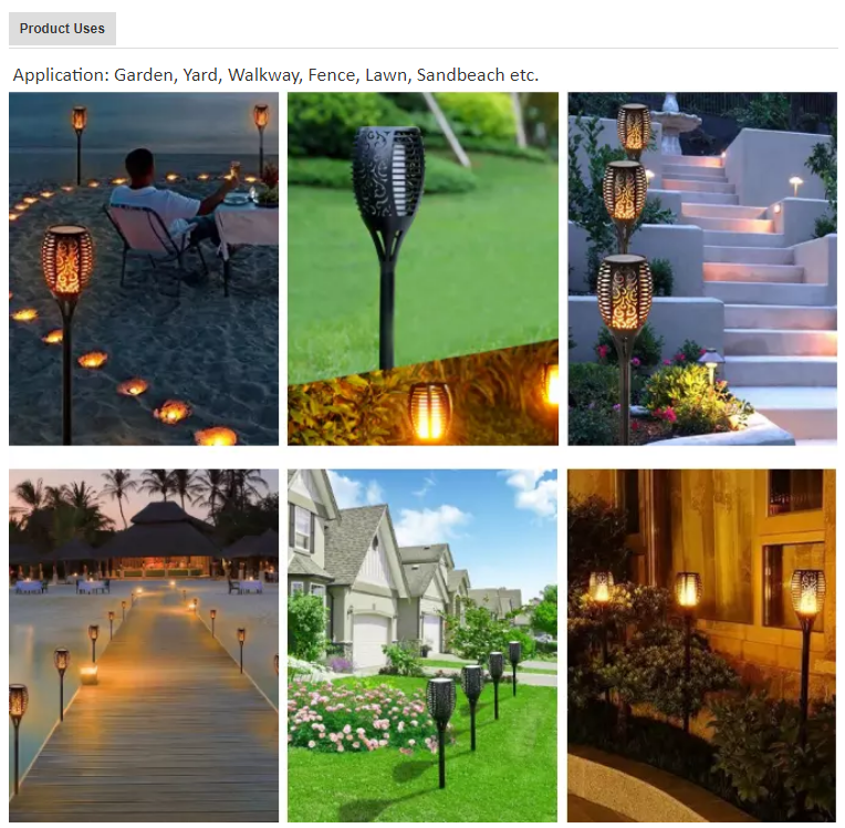 96 LED Waterproof Outdoor Landscape Decoration Dancing Flame Lighting Flickering Security Garden Solar torch light