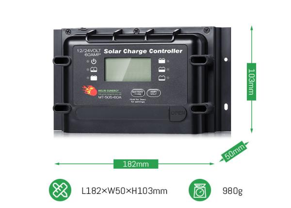 12V 24V 60A Heavy Duty Digital Solar System Regulator With 2280W Max PV Power