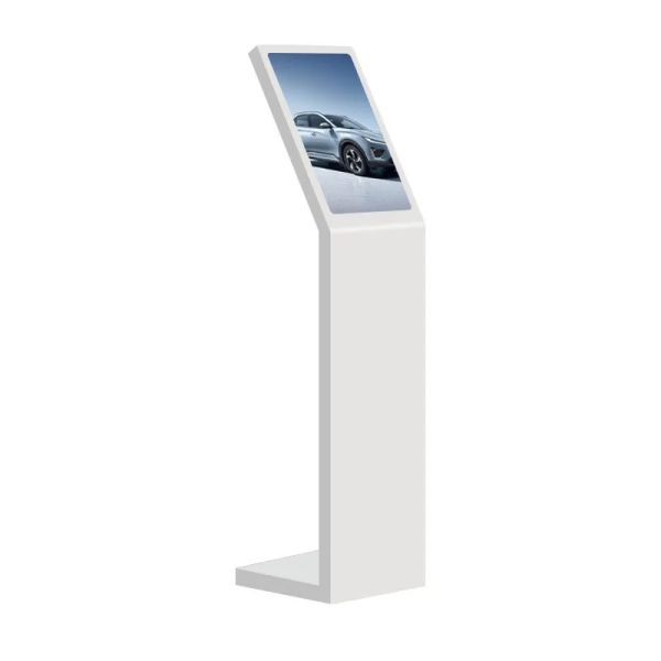 18.5 21.5 Inch Self Service Digital Interactive Information Kiosk L Type Vertical Screen Touch Screen Kiosk White