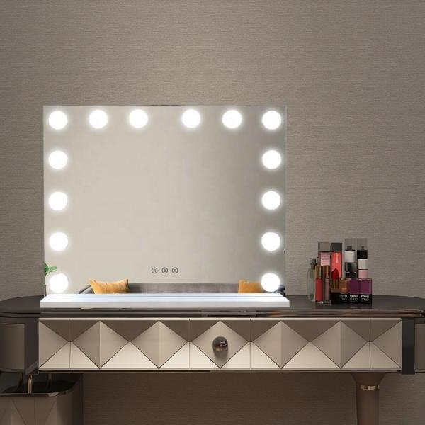 Aluminum Large Hollywood Vanity Mirror Rectangle Makeup Mirror With Lights