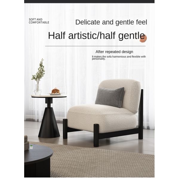 Wholesale Comfortable Modern Eco-Friendly Lamb Fleece Fabric Single Leisure Sofa Chair Set High-resilience Sponge for Bedroom