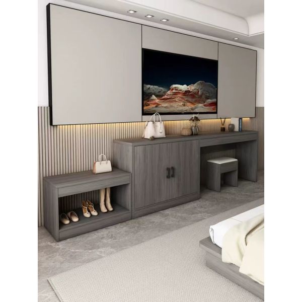 Modern Star Hotel Bedroom Wooden Furniture Finish Customization Project