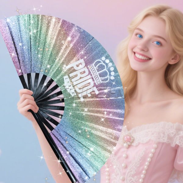 13inch Large Rave Fan Popping Fan Clacking Fans for Line Dancing,Hand Fans for