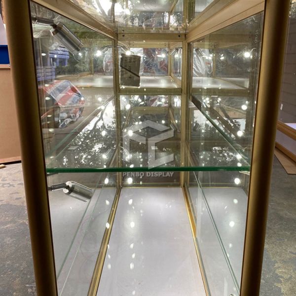 Aluminum Glass Display Showcase Brushed Store Display Cabinet