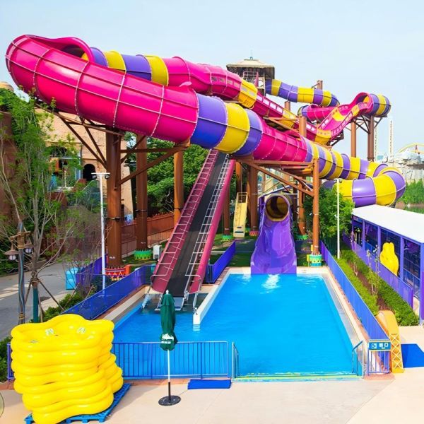 Aqua Theme Park Roller Coaster Water Slide Weightless 15-20m Height