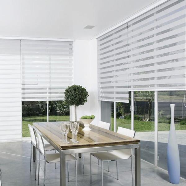 Double Vision Polyester Zebra Combi Blinds Blackout Fabric For Solar Screen
