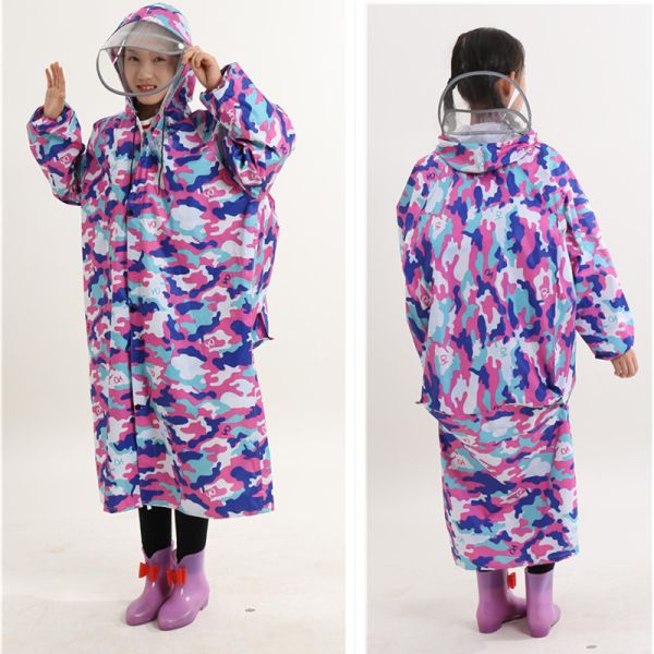 Transparent Long Raincoat RAINWEAR Two-Brimmed Children's Raincoat with One-Piece Poncho