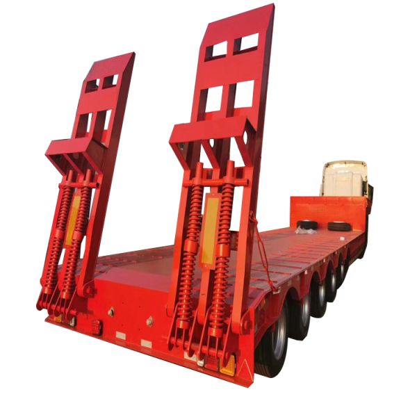 20ft 40ft 2 Axles 3Axles Extendable Lowbed Lowboy Flatbed Semi Trailer Truck for Heavy Load