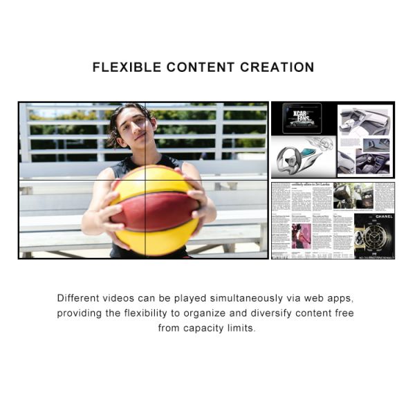 0.88mm 65 Inch Narrow Bezel LCD Video Wall 4K Resolution For Advertising