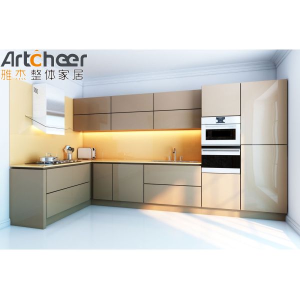 Custom Size L Shape Kitchen Cabinet with Plywood Carcass and Lift System