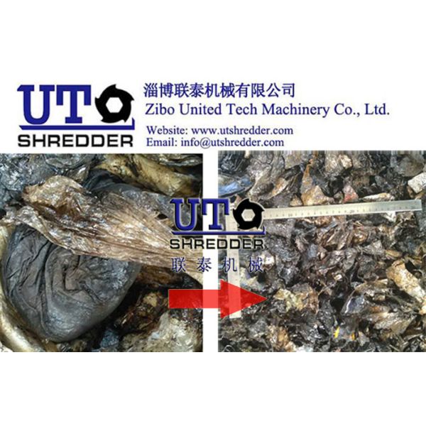 high capacity oil sludge bags crushing machine, oil sludge woven bags shredder, double shaft shredder, high efficiency,