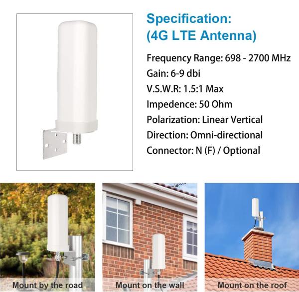 Alto ganho 698 a 2700MHz Banda Larga Barrel Omni OEM 4G 5G Antena Antena Externa para Reforço de Sinal Móvel