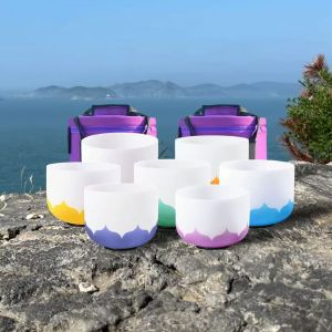 6-12inch Customizable Crystal Singing Bowl Set with Free Mallets and O Rings for Chakra Healing
